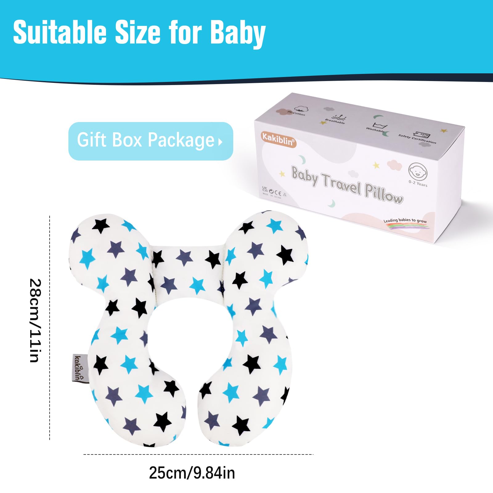 KAKIBLIN Baby Neck Pillow PP cotton fill delivers soft, cushioned support