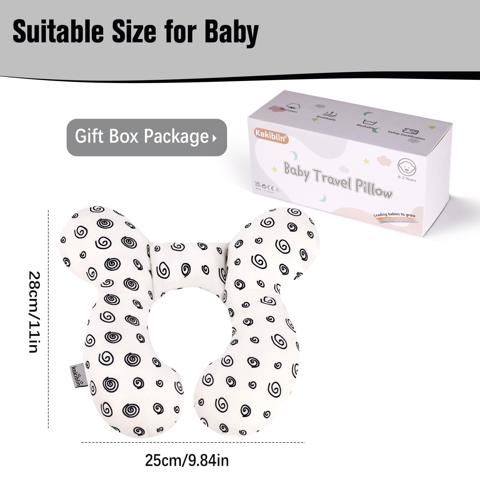KAKIBLIN travel portable pillow is lightweight for strollers and swings.