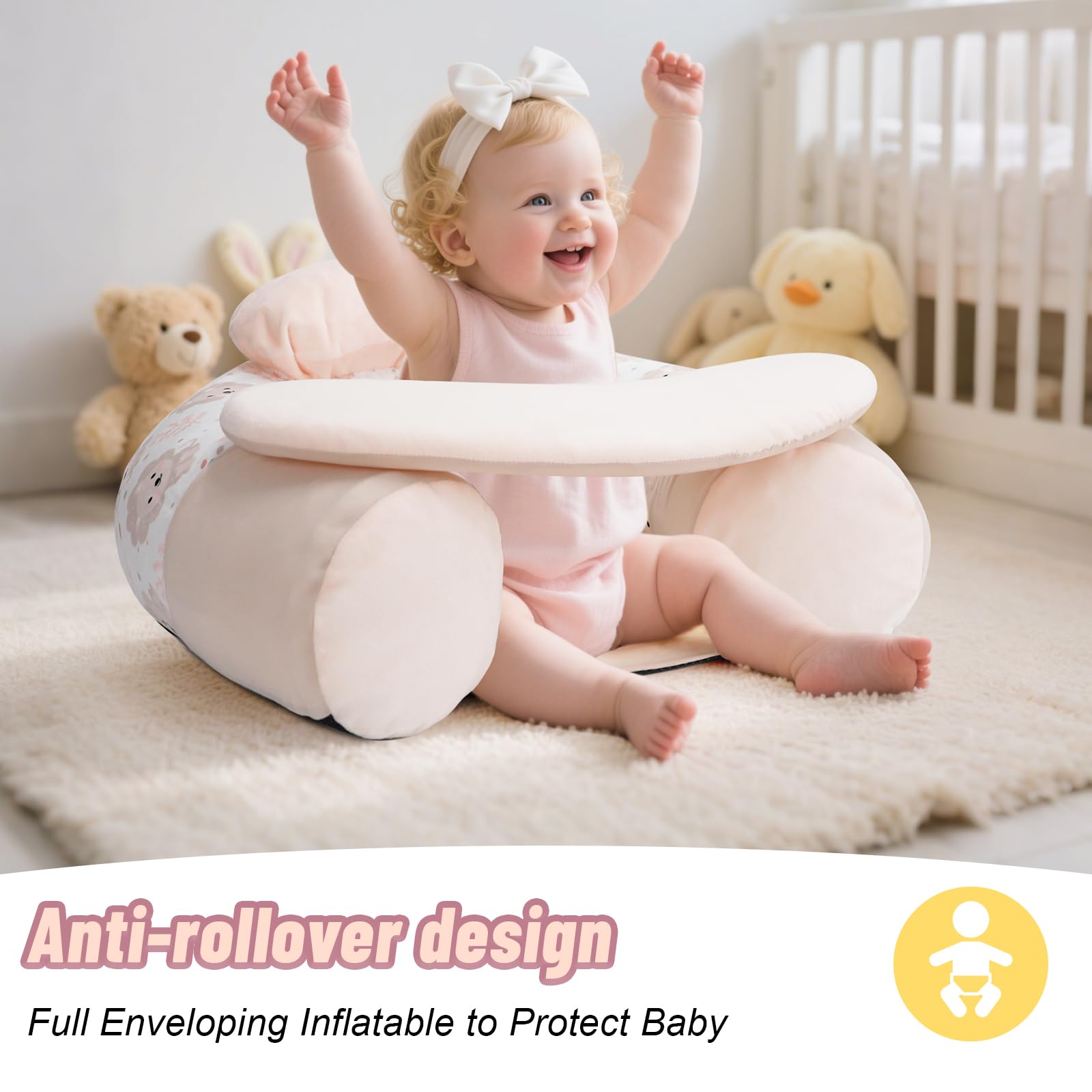 KAKIBLIN Baby Sit Me Up Seat cover soft, skin-friendly fabric ideal for cozy feeding sessions.