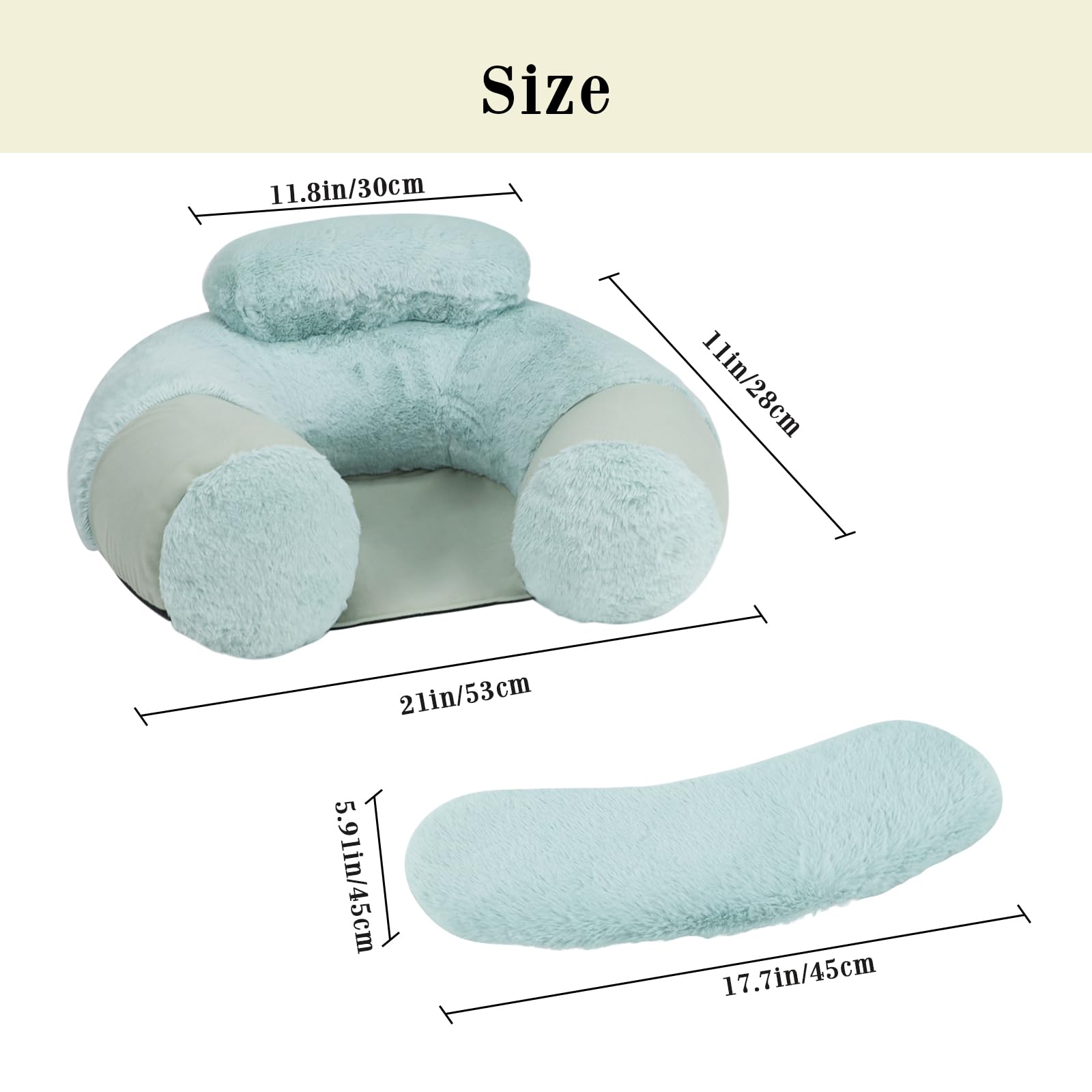 KAKIBLIN Baby Sit Me Up Seat dimensions show 3–36 months suitability