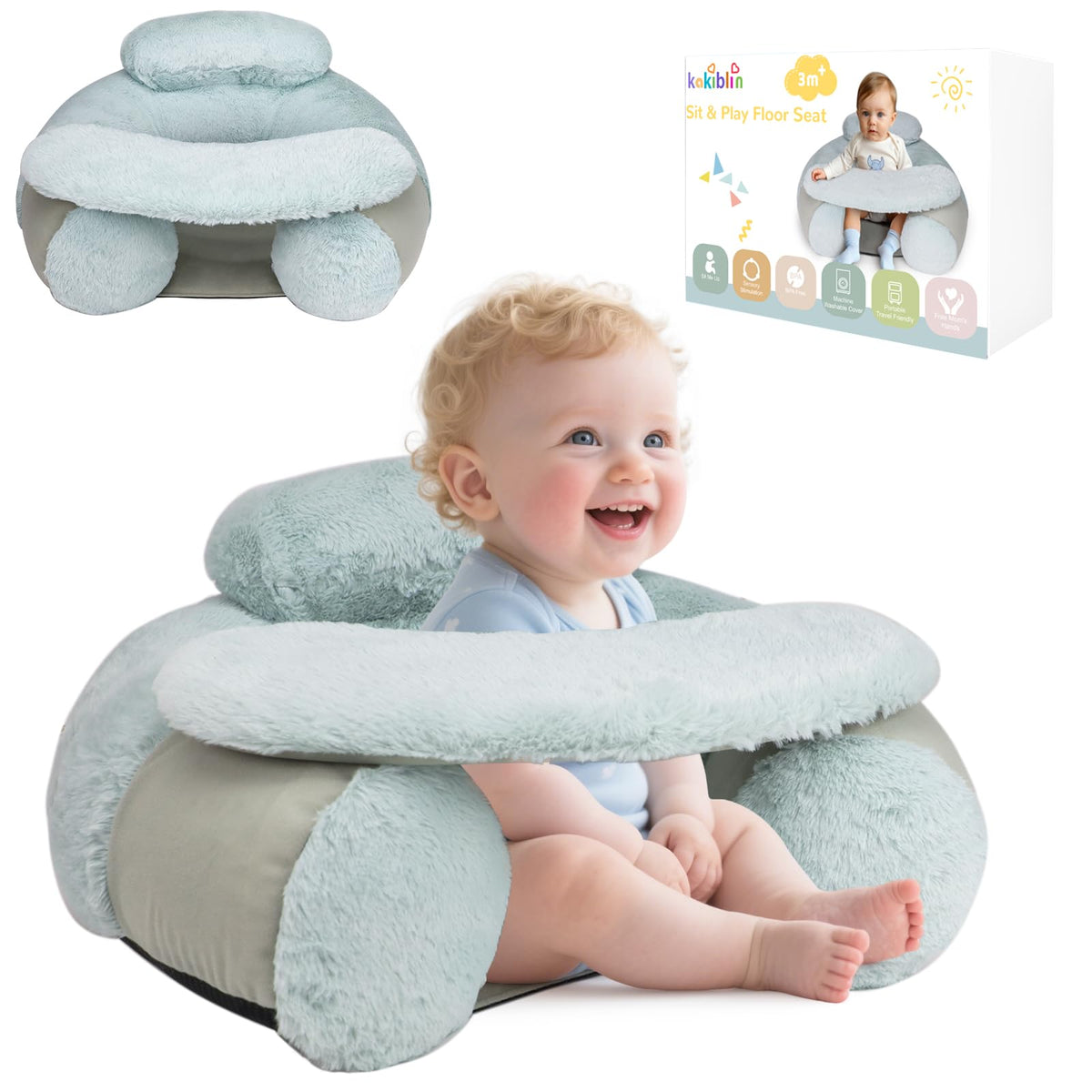 KAKIBLIN Baby Sit Me Up Seat inflates quickly for instant seating support