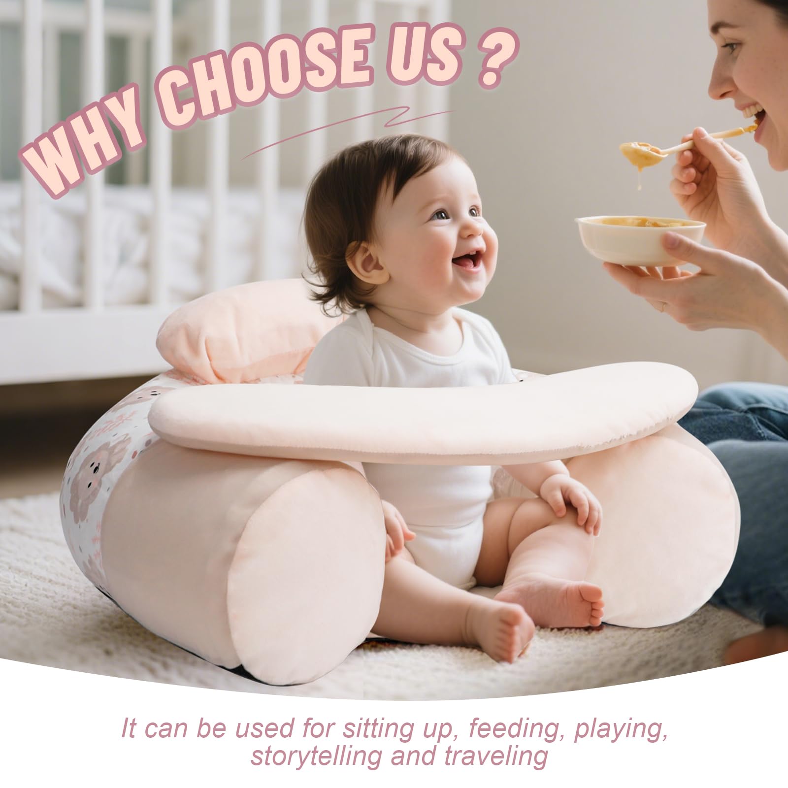 KAKIBLIN Baby Sit Me Up Seat with activity play tray for interactive play.