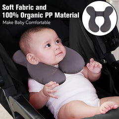 KAKIBLIN Baby Travel Pillow head-support angle demonstrates secure neck alignment during rides.