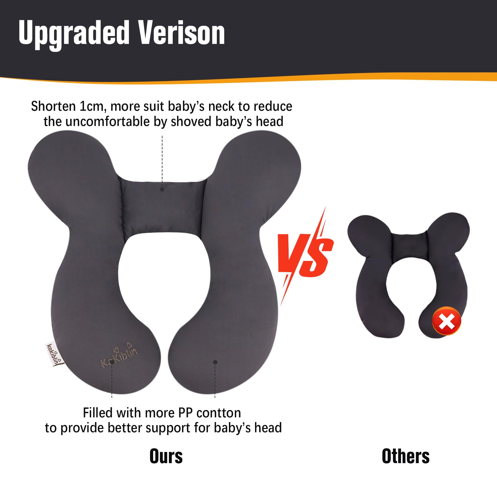 KAKIBLIN Baby Travel Pillow in car seat shows travel-ready comfort.