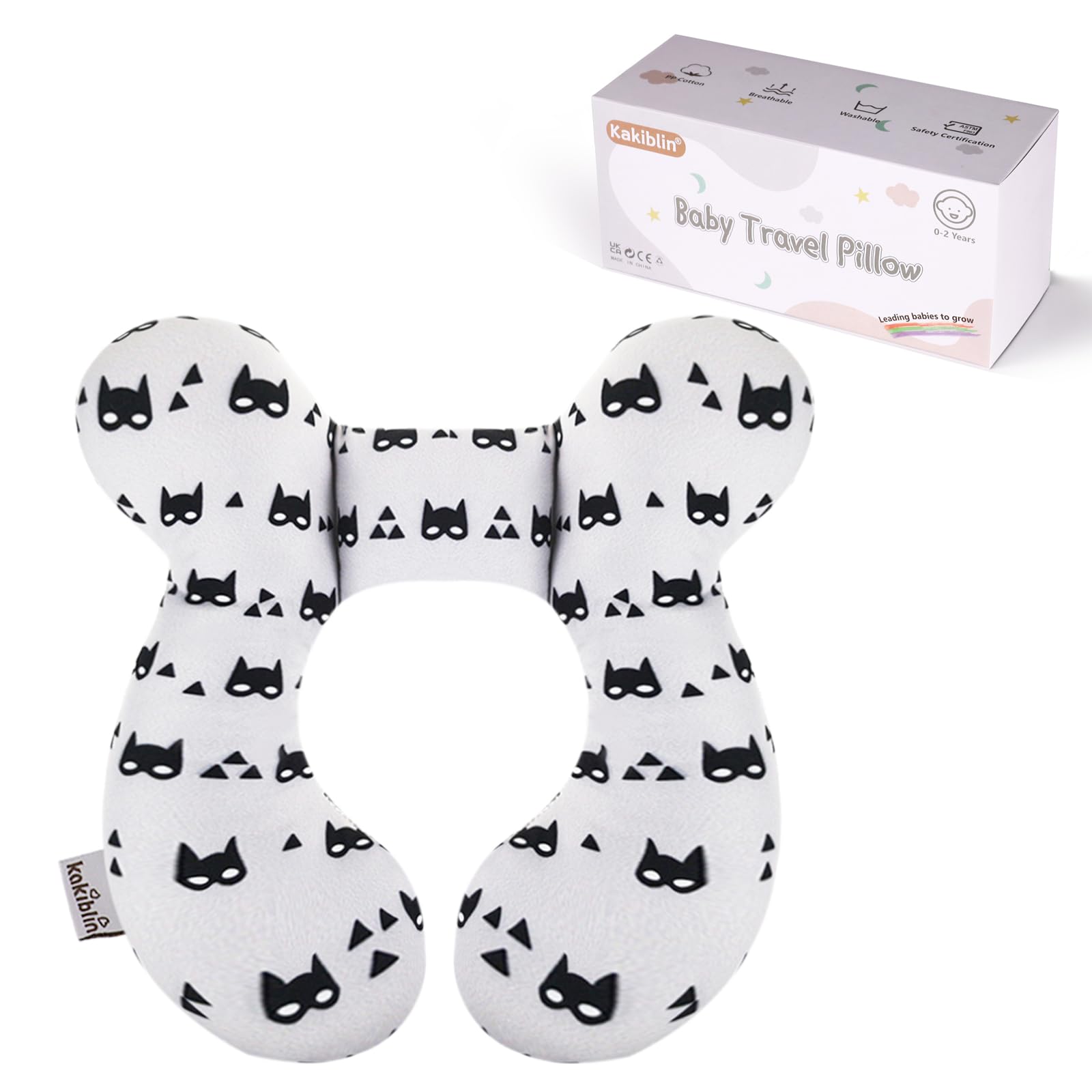 KAKIBLIN baby travel pillow headrest for soothing support on the go.