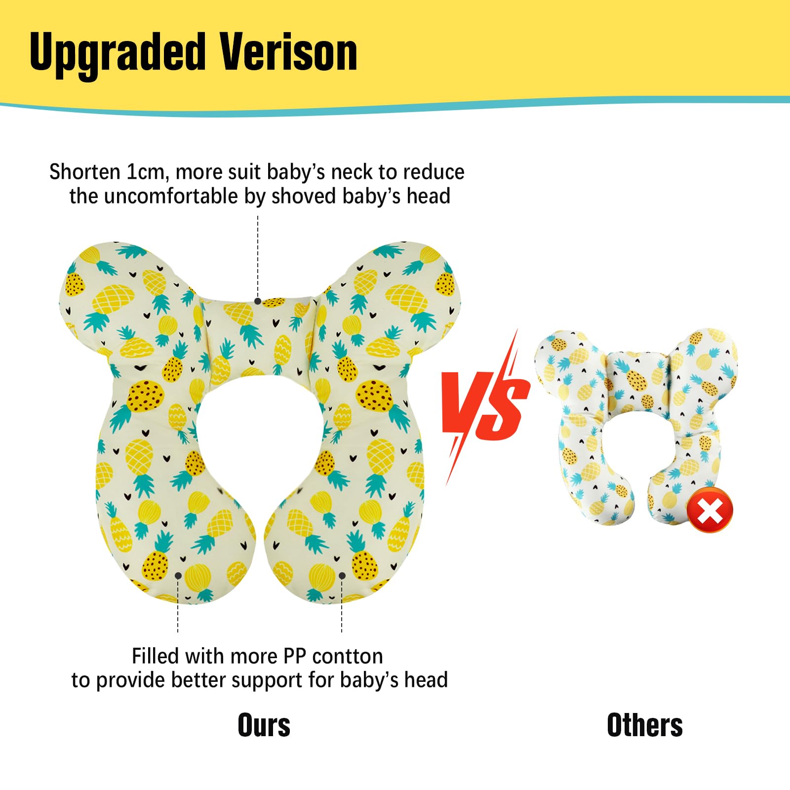 KAKIBLIN Baby Travel Pillow in stroller illustrating versatile use on different rides