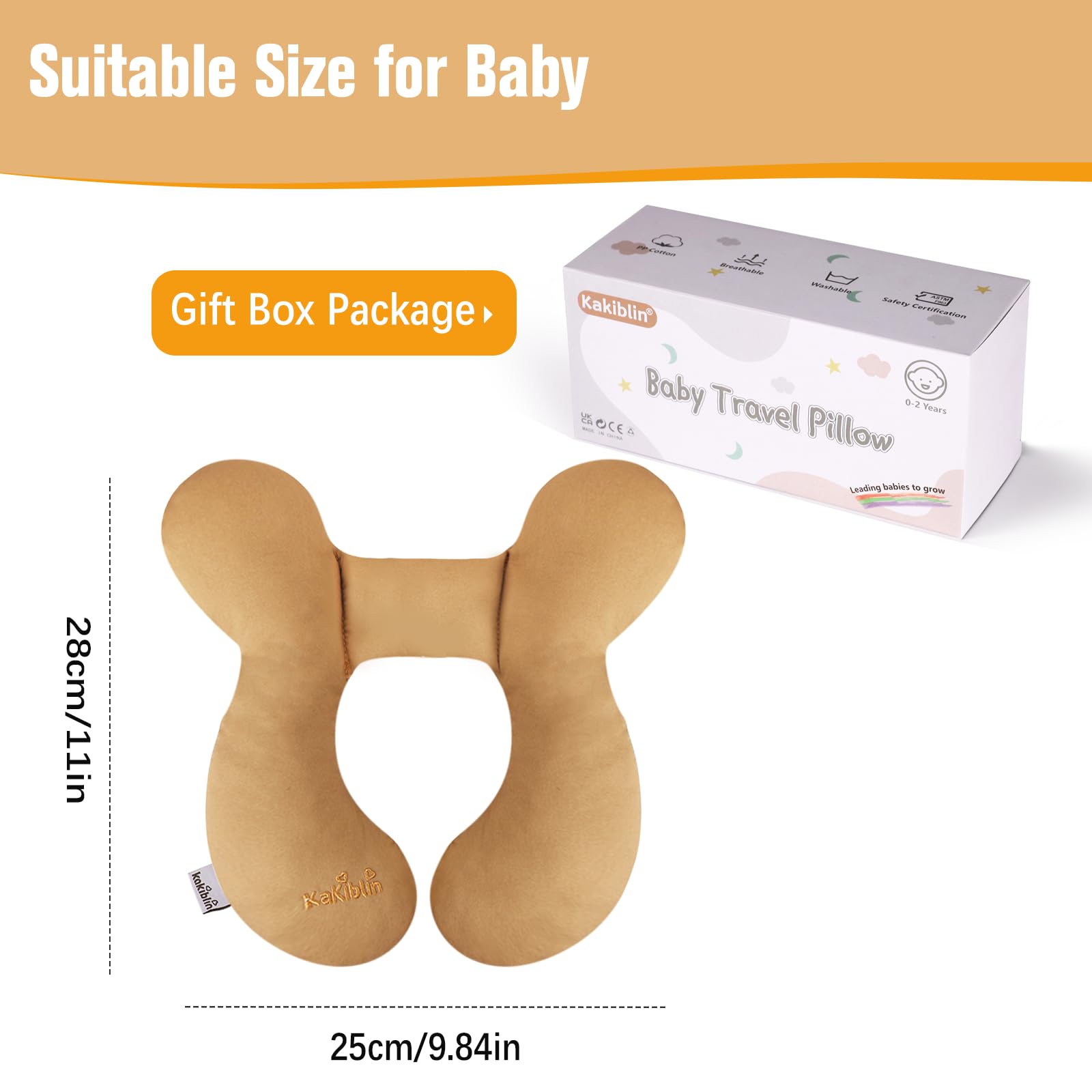KAKIBLIN machine-washable baby pillow stays fresh after trips and daily use.