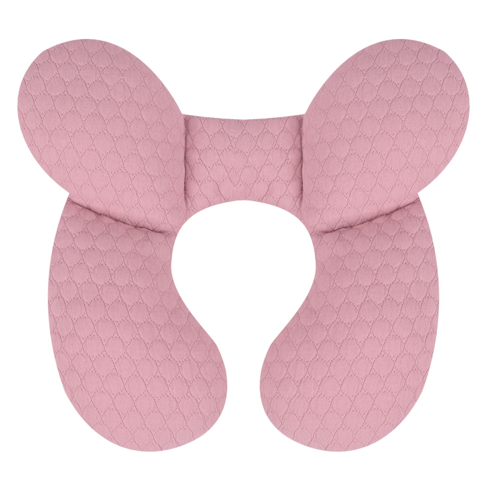 KAKIBLIN baby travel pillow pink side view provides head support on car seat