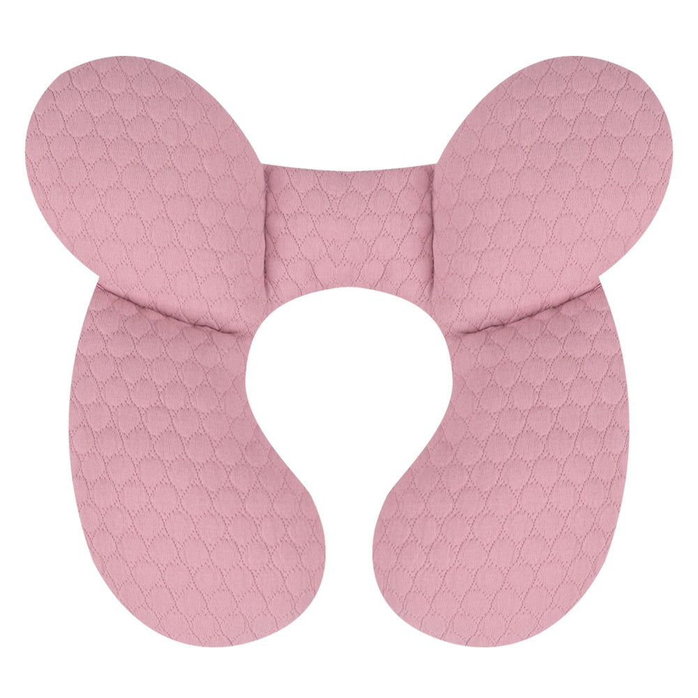 KAKIBLIN baby travel pillow pink side view provides head support on car seat