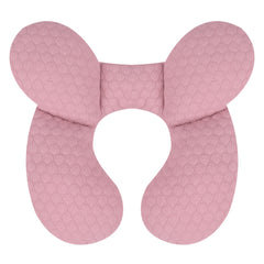 KAKIBLIN baby travel pillow pink side view provides head support on car seat