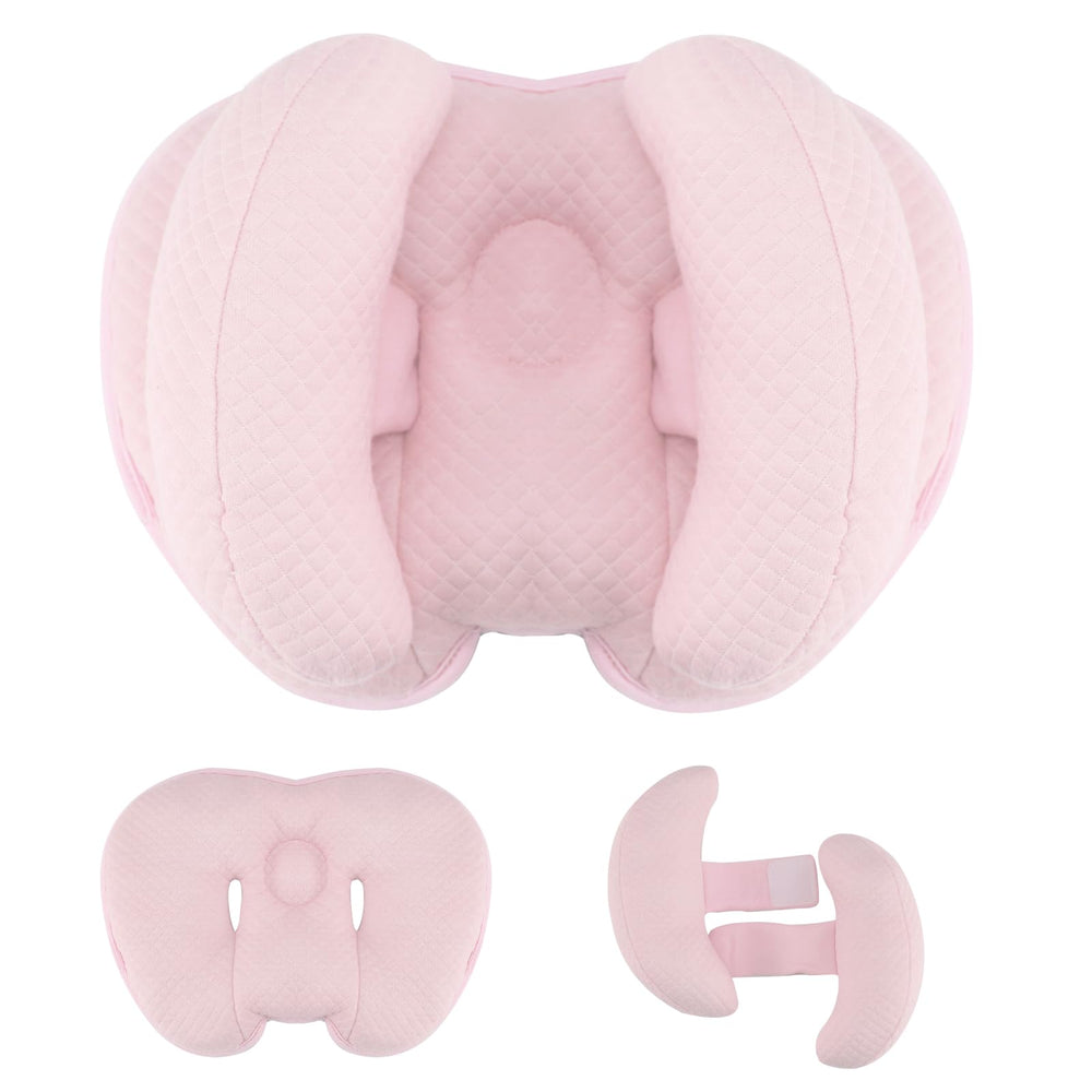 KAKIBLIN banana neck pillow close-up shows adjustable size for growing babies.