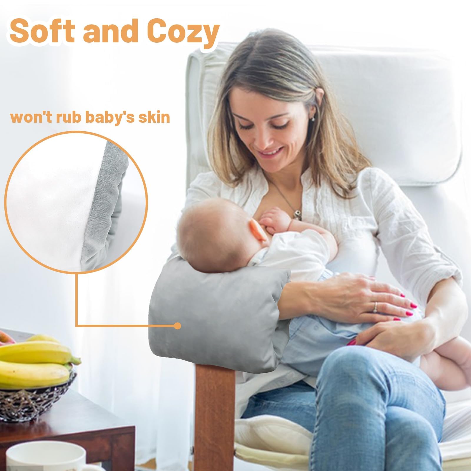 KAKIBLIN breastfeeding arm pillow demonstrates easy-latching angle for feeding.