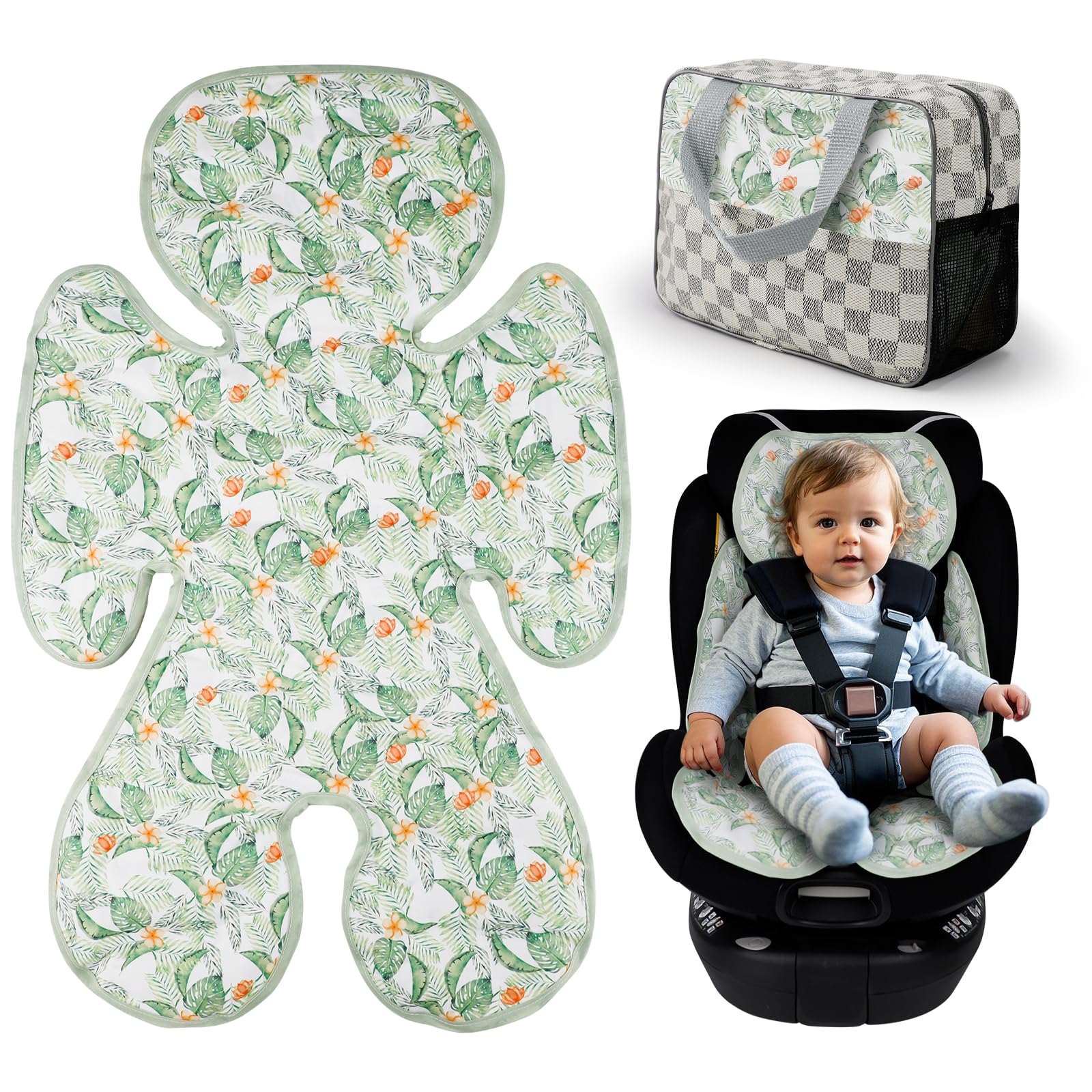 KAKIBLIN Car Seat Cooling Pad front view emphasizes double-sided comfort for babies