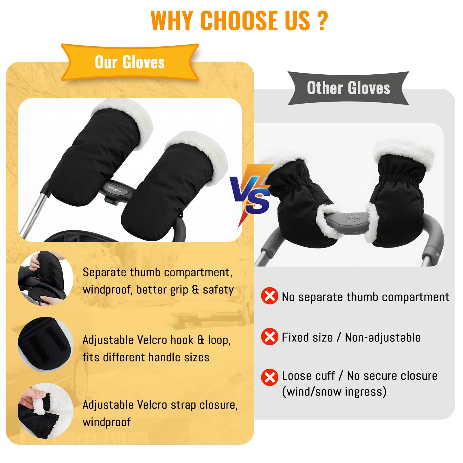 KAKIBLIN hand muff design with adjustable thumb and Velcro for secure grip.