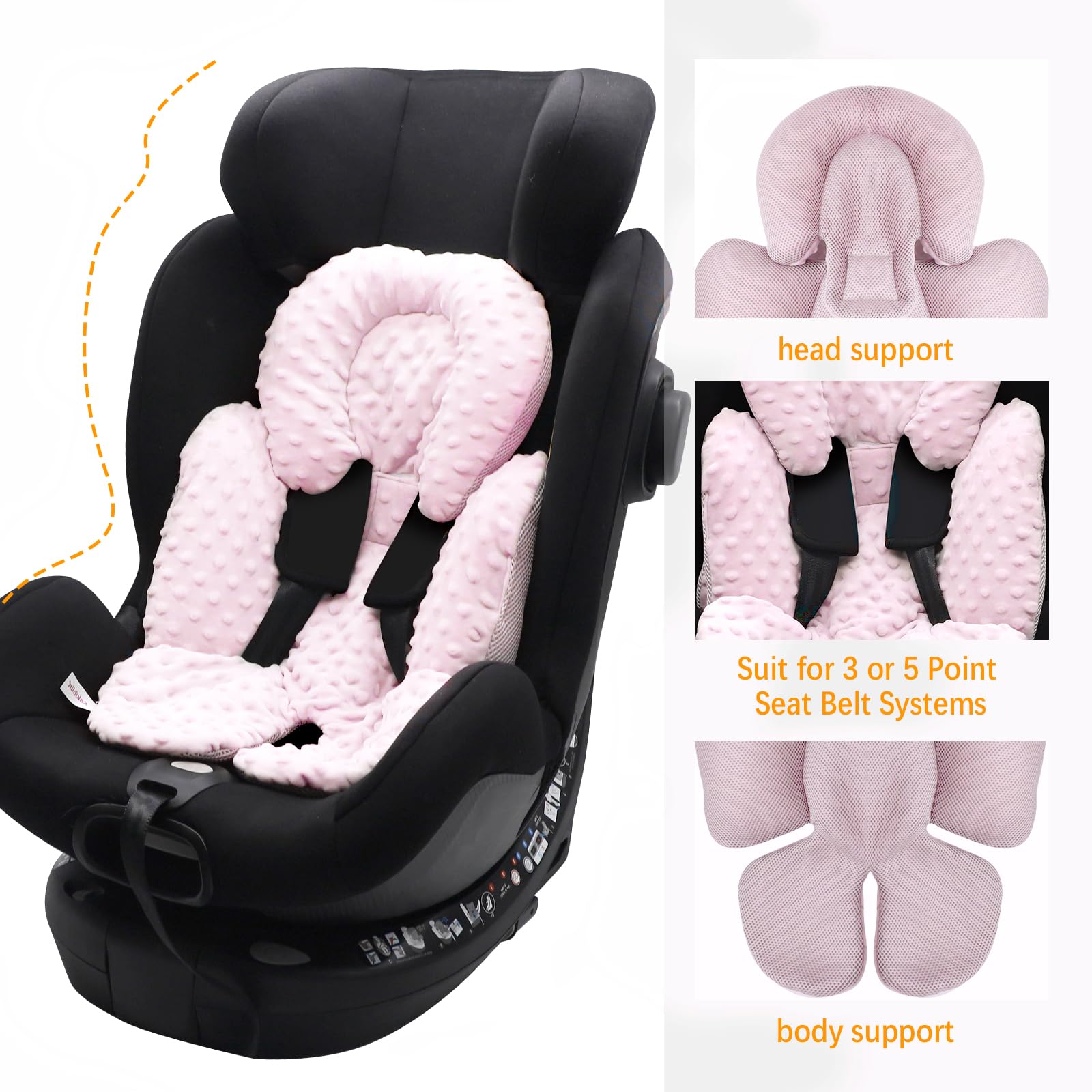 KAKIBLIN pink mesh side promotes airflow during travel for baby comfort