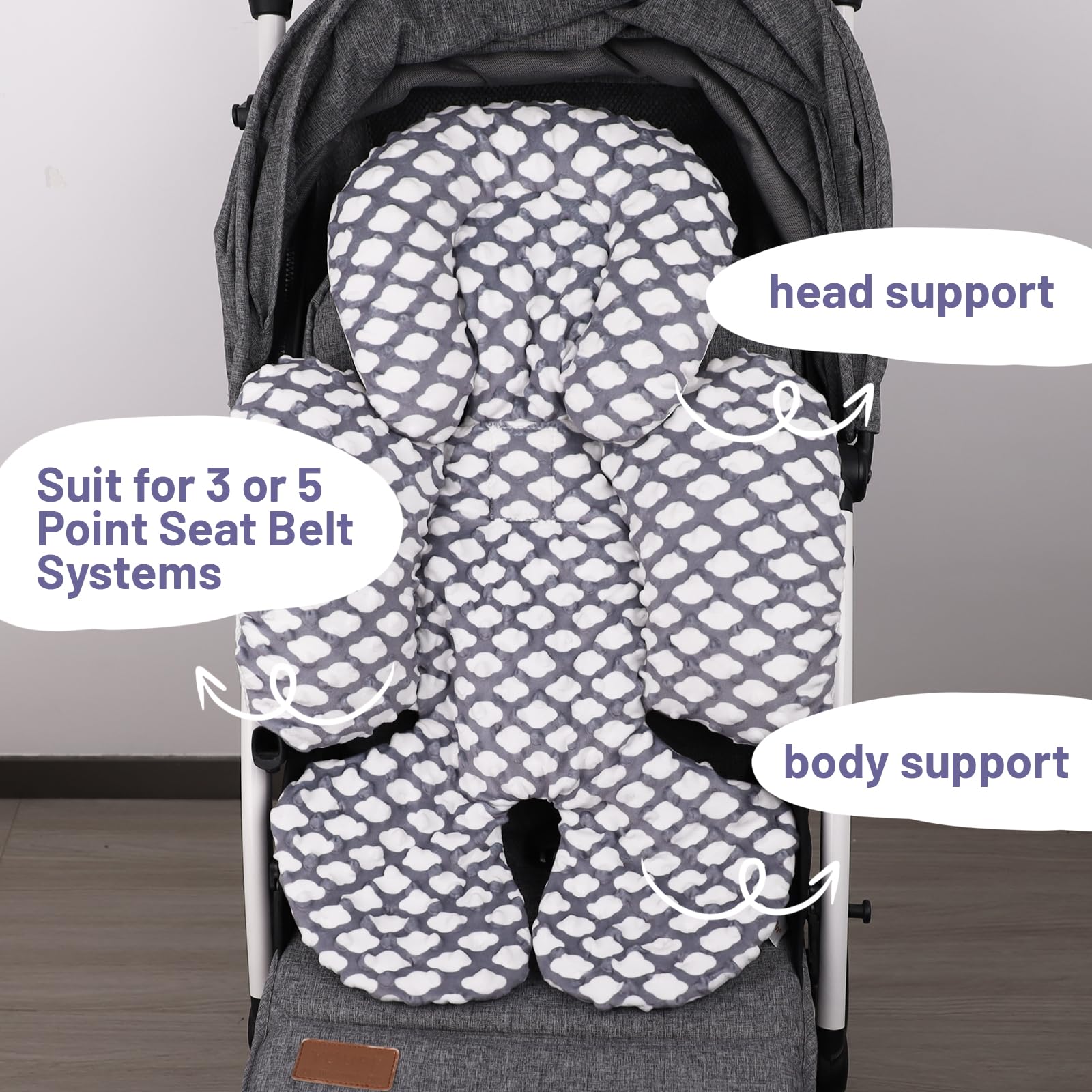 KAKIBLIN infant car seat insert body support keeps tiny frame upright