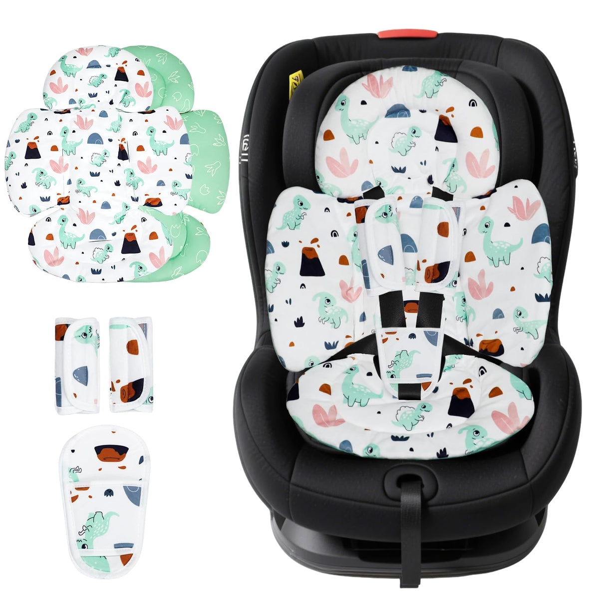 KAKIBLIN infant car seat insert head support for newborn comfort during rides.