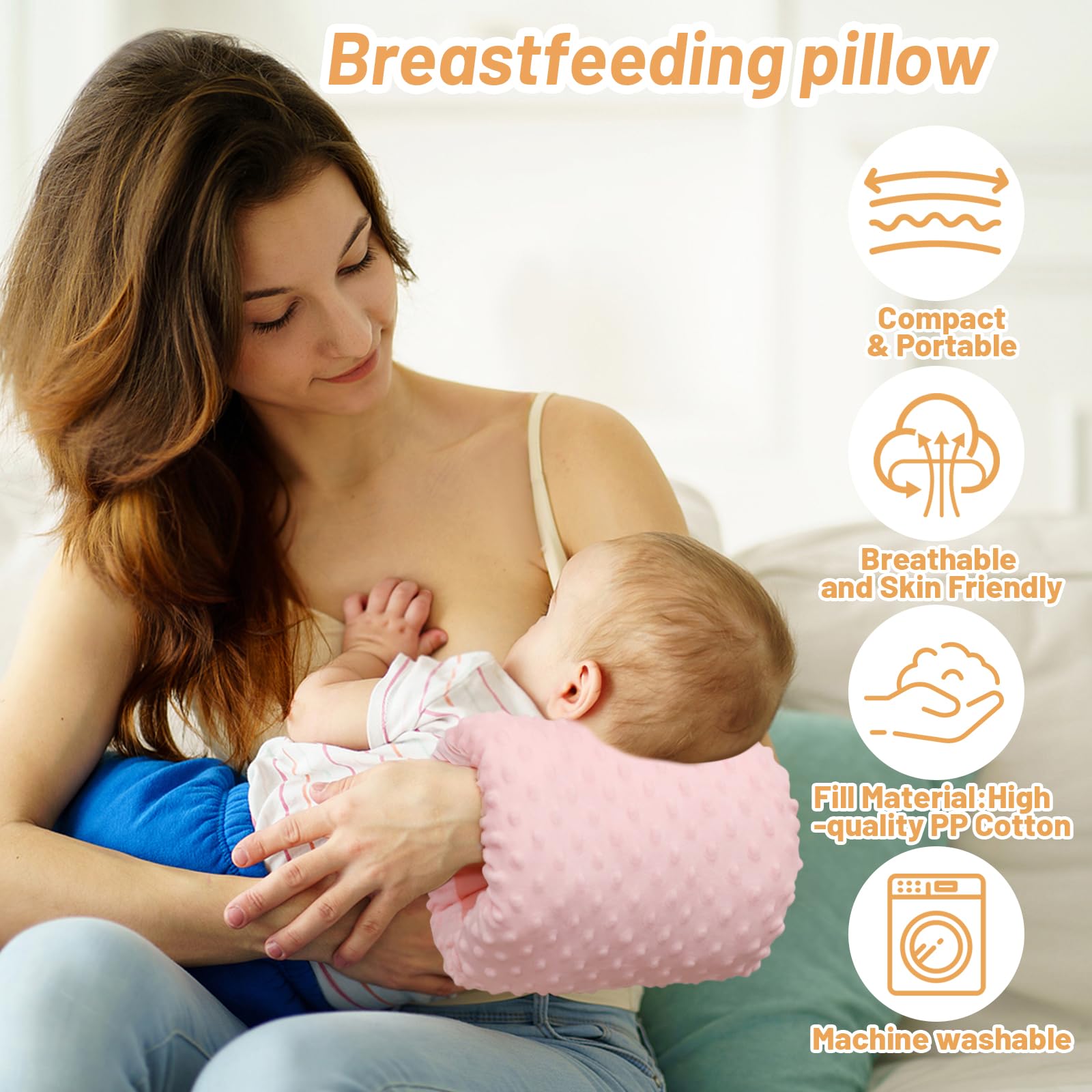 KAKIBLIN pink-baby-feeding-arm-pillow travel-compact demonstrates portable feeding