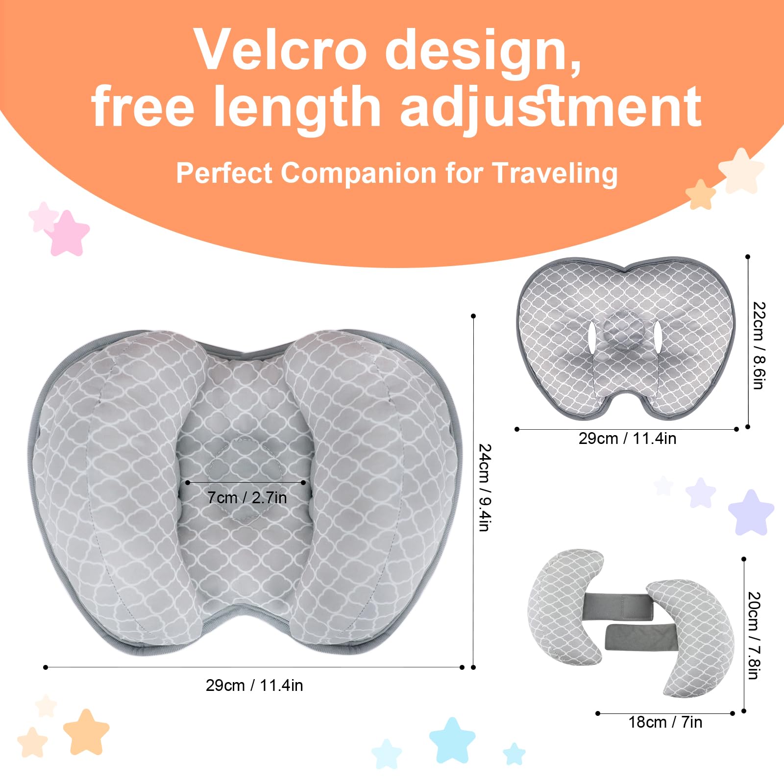 KAKIBLIN removable neck pillow adjusts width for growing babies during flights