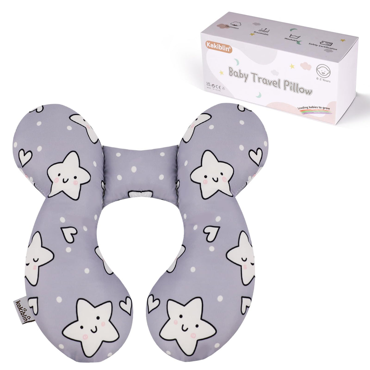 KAKIBLIN Star neck pillow full view showing gentle head support for travel