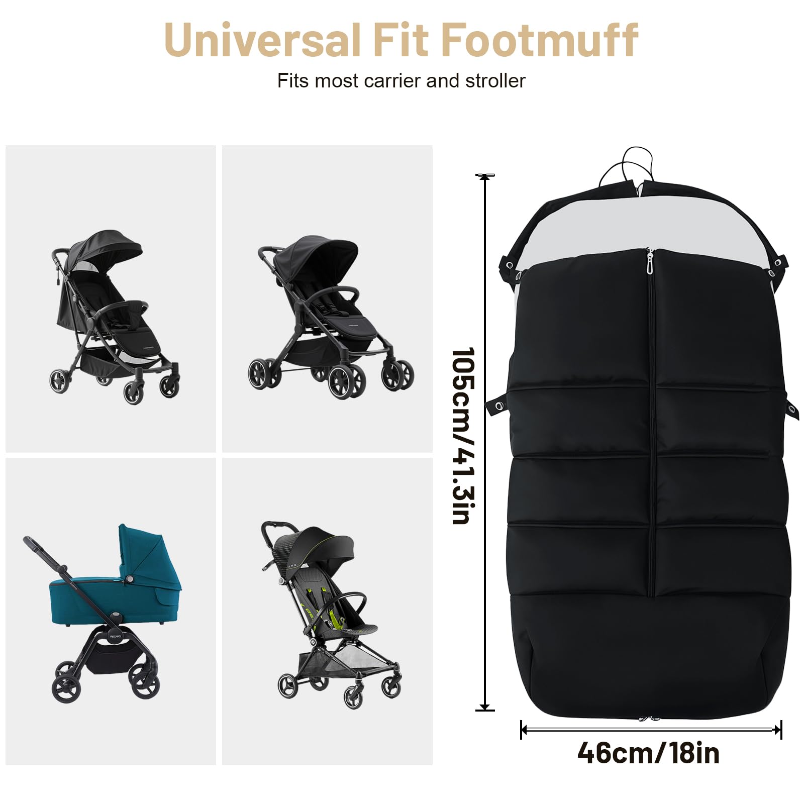 KAKIBLIN size-41-18-inches confirms universal-fit across strollers for growing babies.