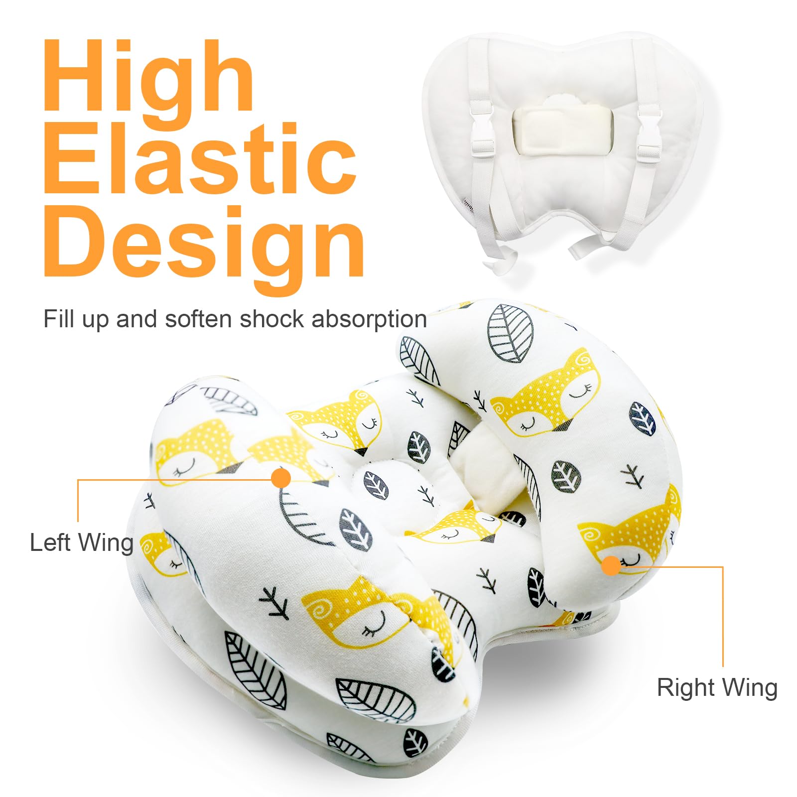 KAKIBLIN stroller head support with removable banana sides for adjustable comfort.