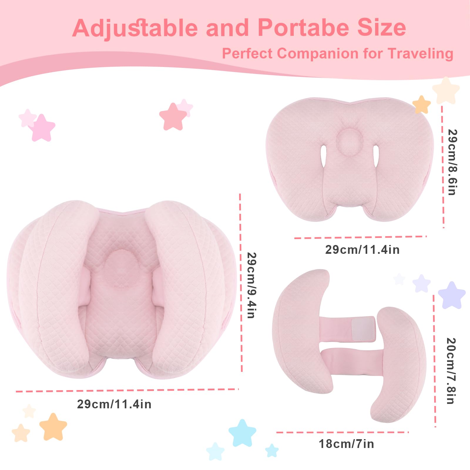 KAKIBLIN travel-friendly head support suitable for stroller or swing.