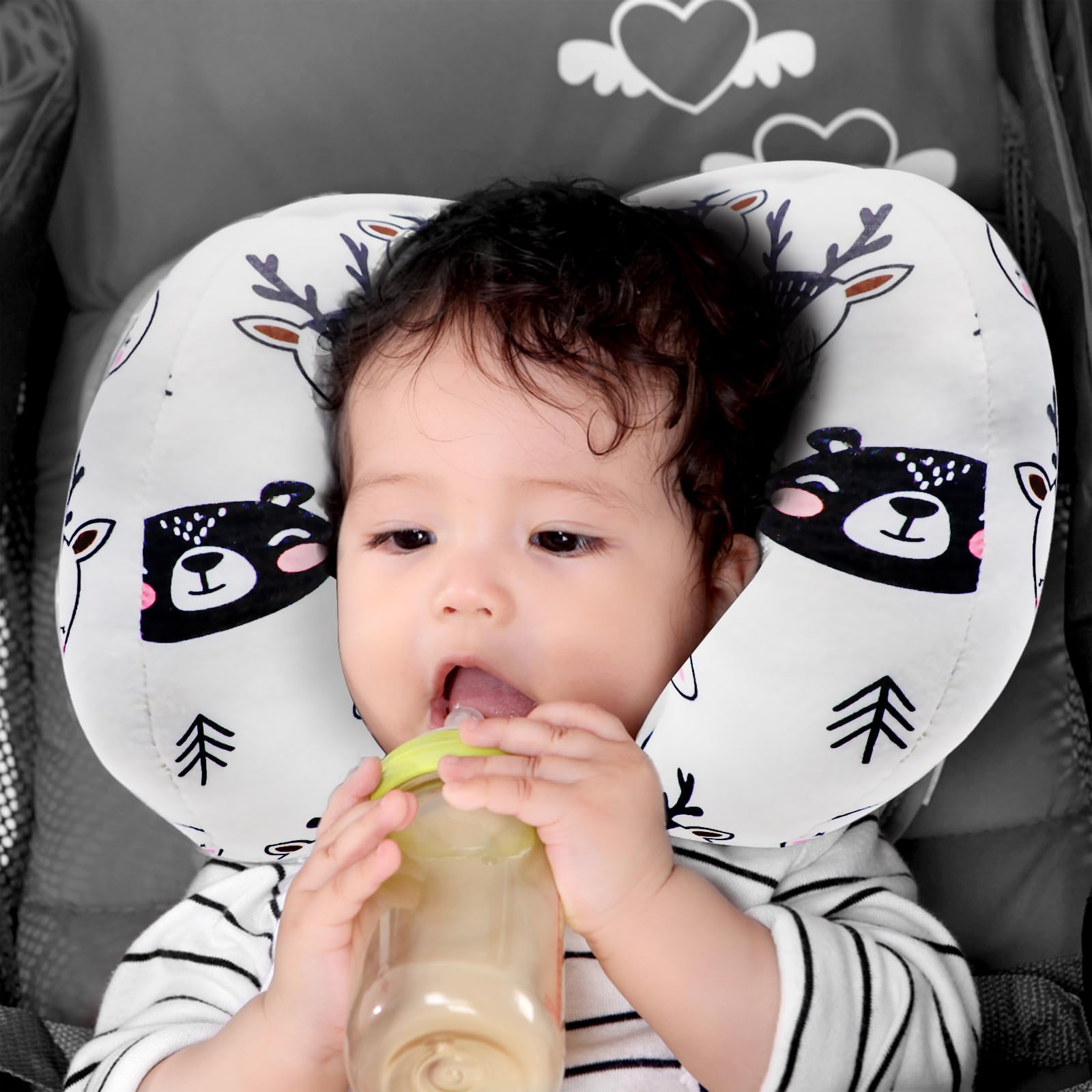 KAKIBLIN travel pillow shown in stroller for secure, comfy rides.