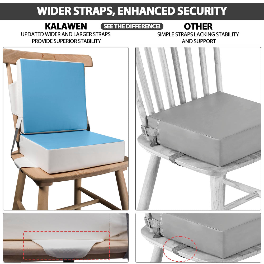 Kalawen booster seat shows dense 50D sponge support for comfort.