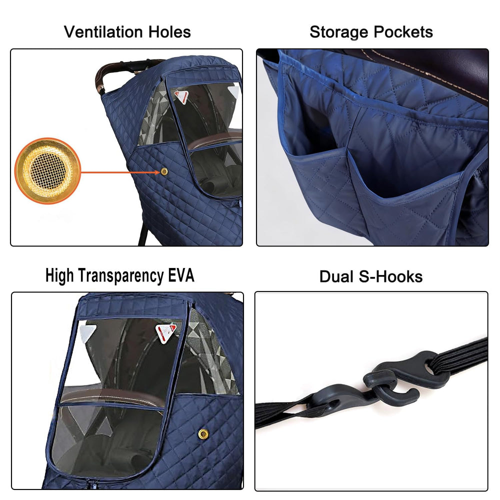 KALDEHVEST winter-stroller-cover air-vents promote breathable comfort on walks