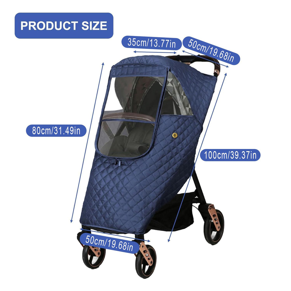 KALDEHVEST winter-stroller-cover in-use-scene-winter shows practical protection during snow
