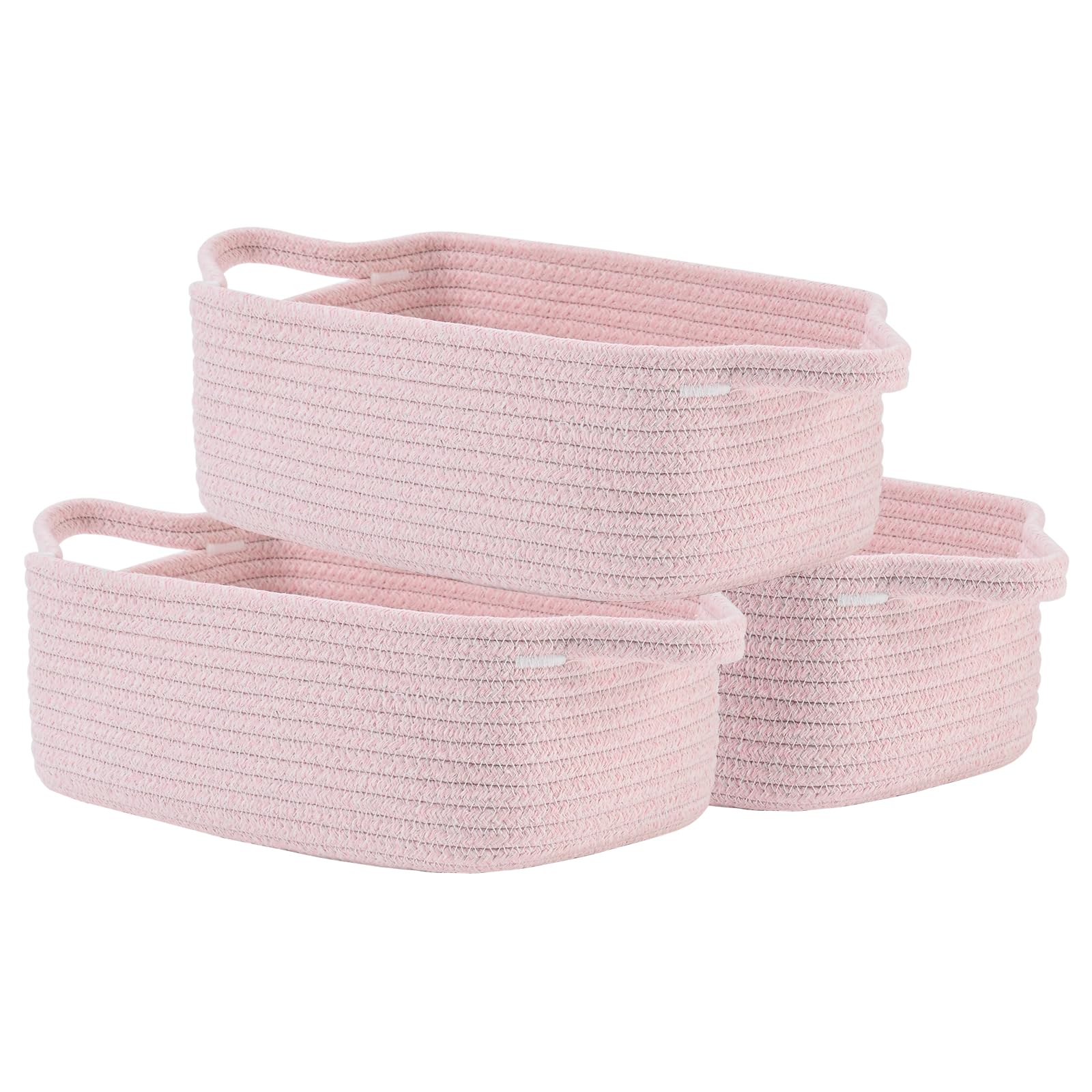 KALLAX small woven basket on shelf keeps small items organized with a soft pink touch.
