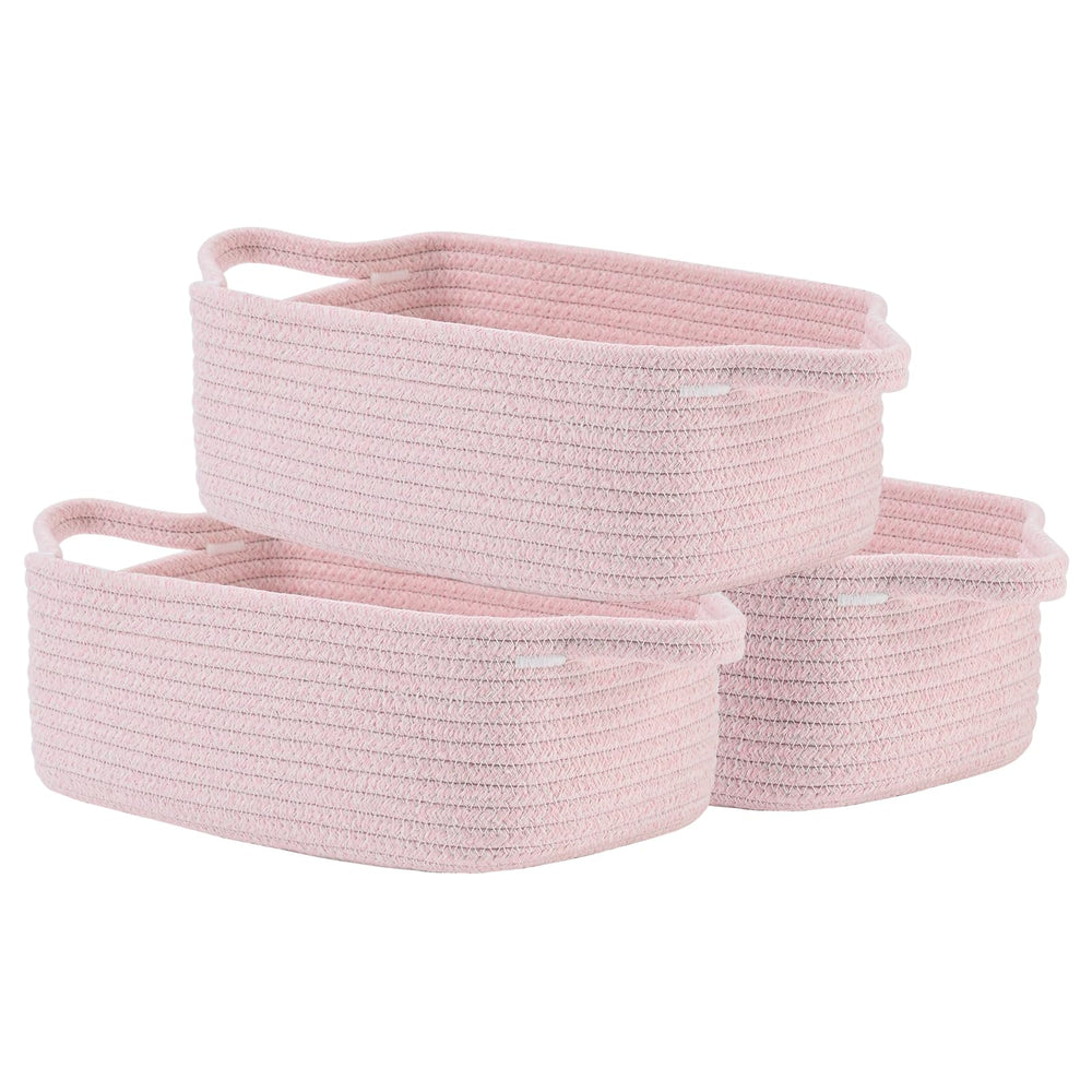 KALLAX small woven basket on shelf keeps small items organized with a soft pink touch.