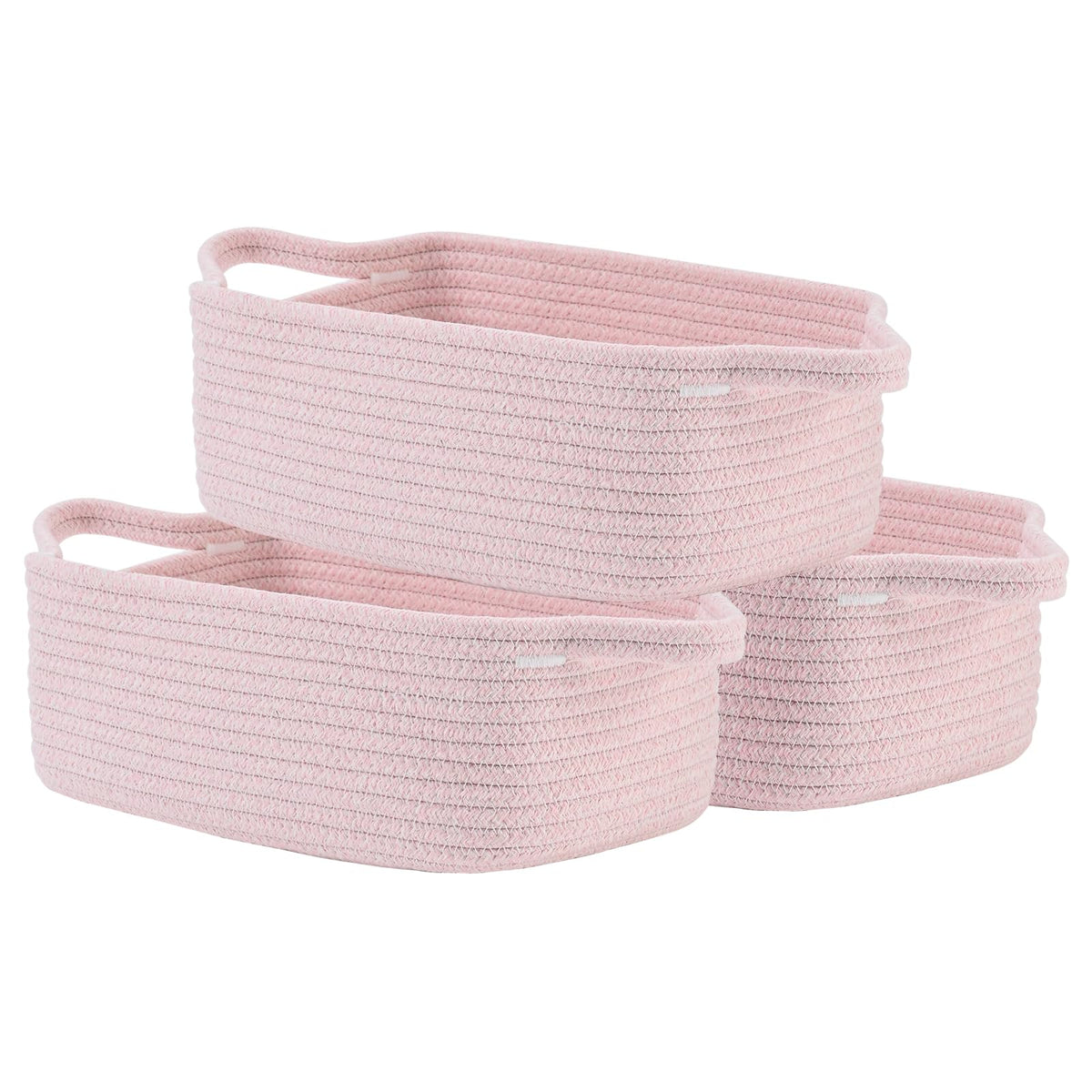 KALLAX small woven basket on shelf keeps small items organized with a soft pink touch.