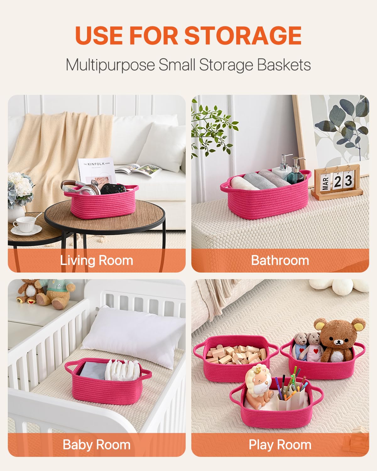 KALLAX small woven basket bathroom storage for towels and toiletries.