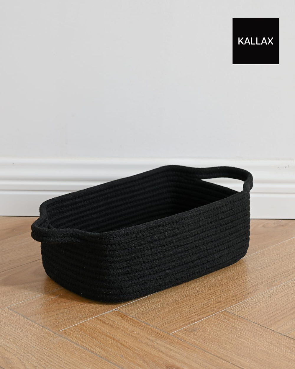 KALLAX black-color basket blends minimalist style with versatile storage for any room