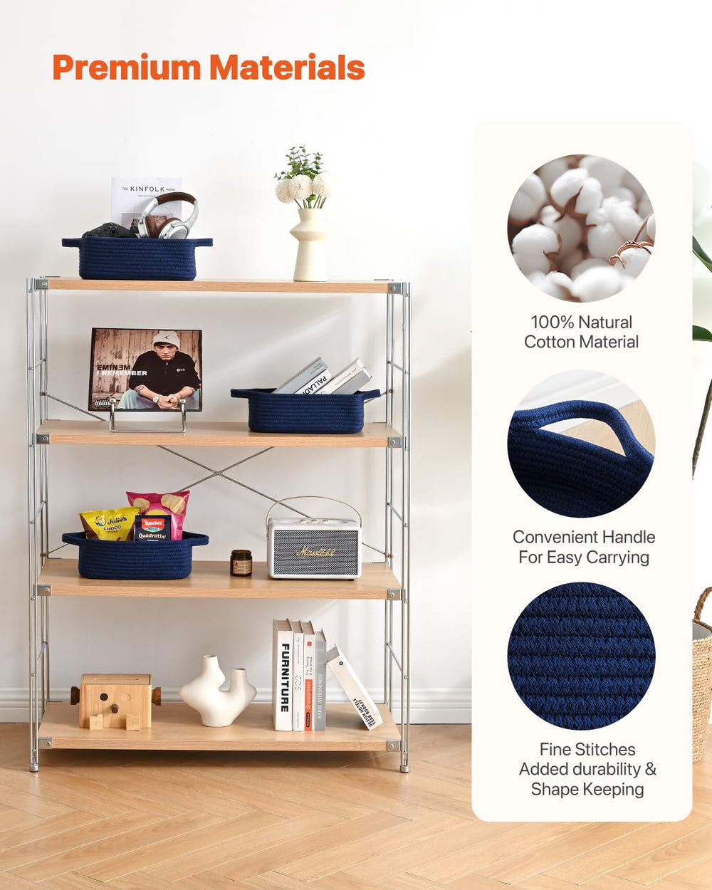 KALLAX small-woven-basket cosmetics and toiletries organized on vanity