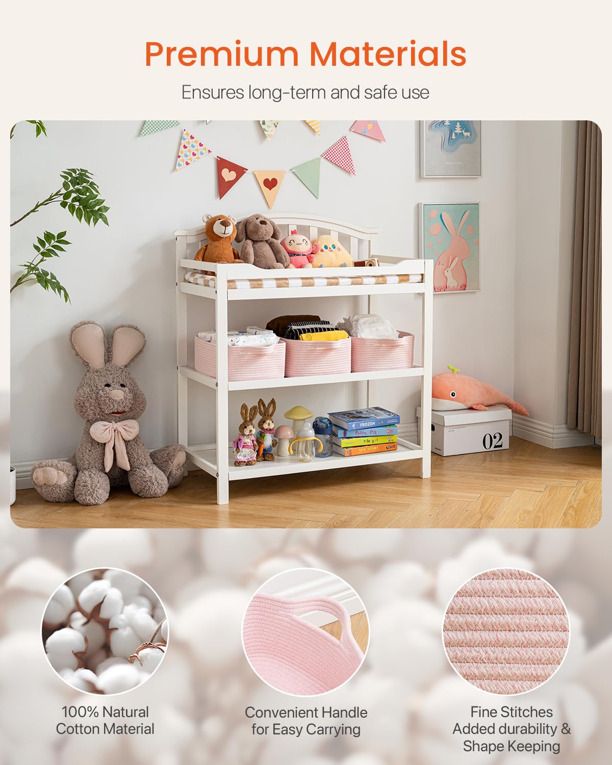 KALLAX neutral colorway basket blends with any style for quick styling.