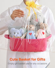 KALLAX small woven basket nursery organizer helps baby items stay neat.