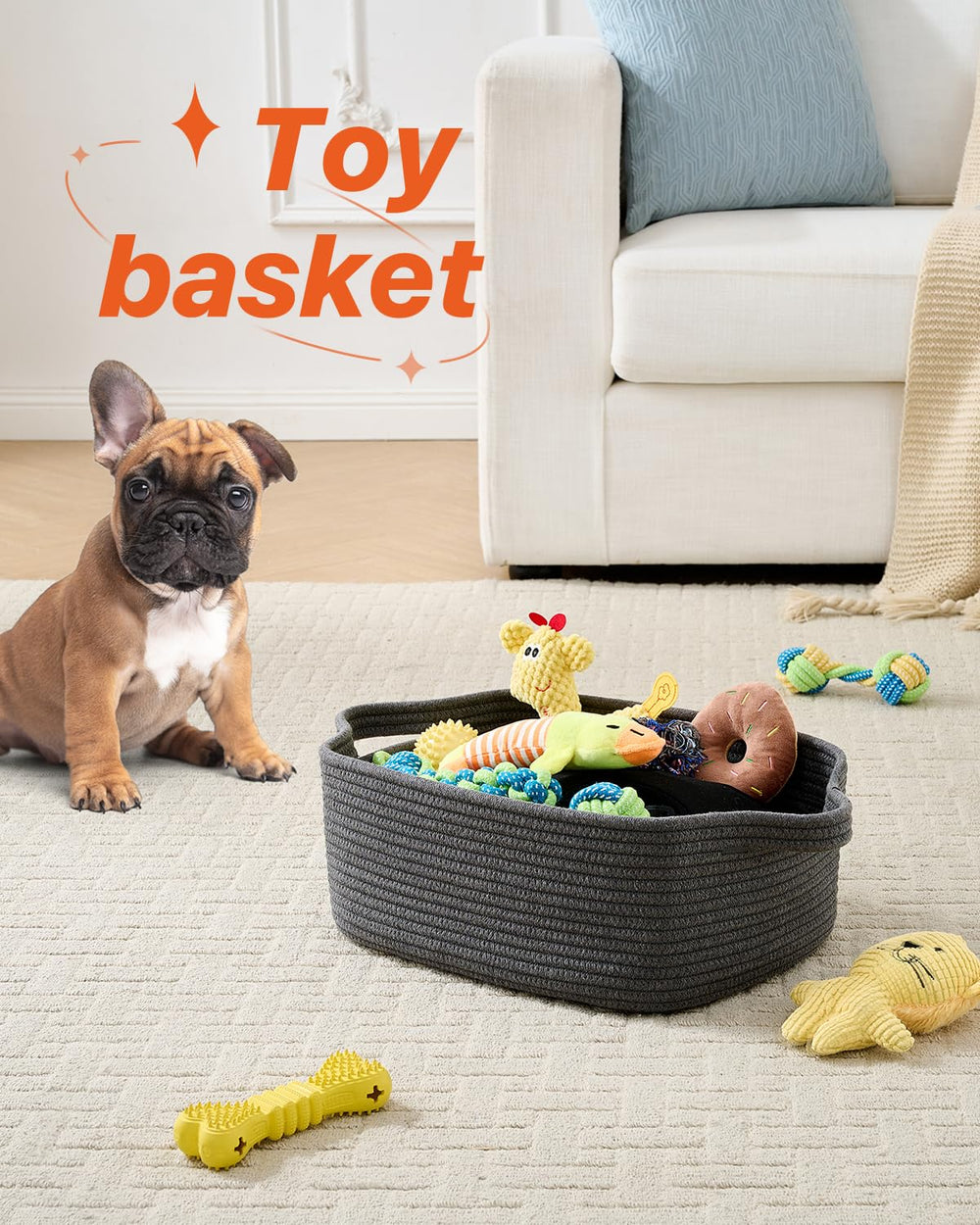 KALLAX small woven basket nursery storage keeps bibs and toys organized.