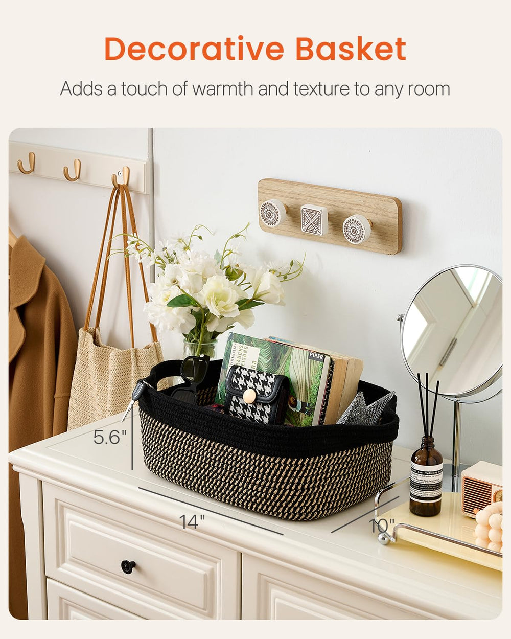 KALLAX small woven basket on a shelf demonstrates tidy organization and versatile decor