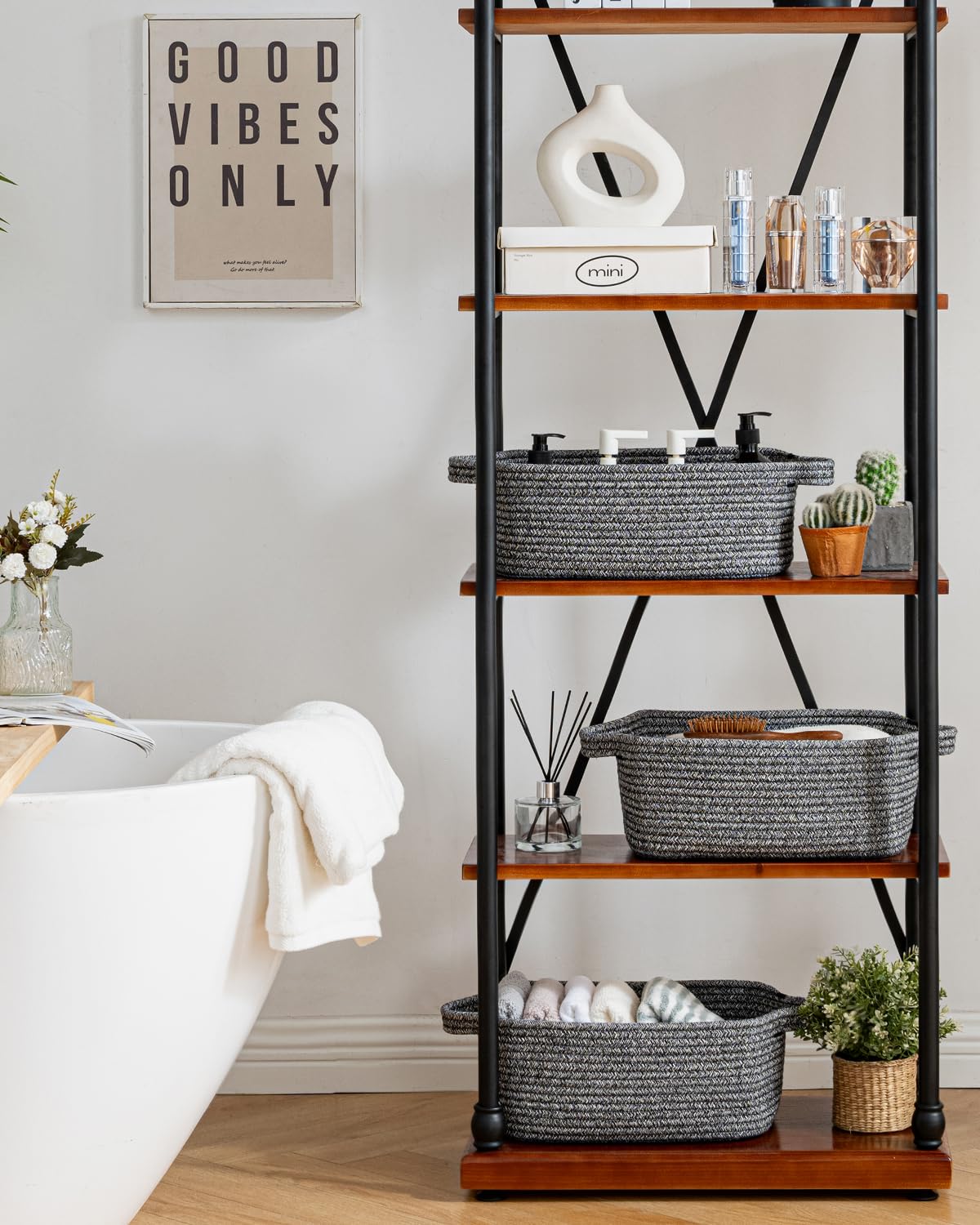 KALLAX basket ideal for small spaces like shelves, nightstands, and closets