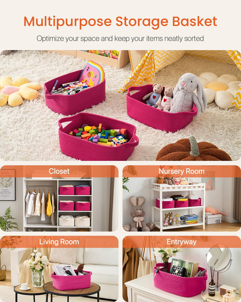 KALLAX towel-and-cosmetics basket for bathroom and vanity storage within reach