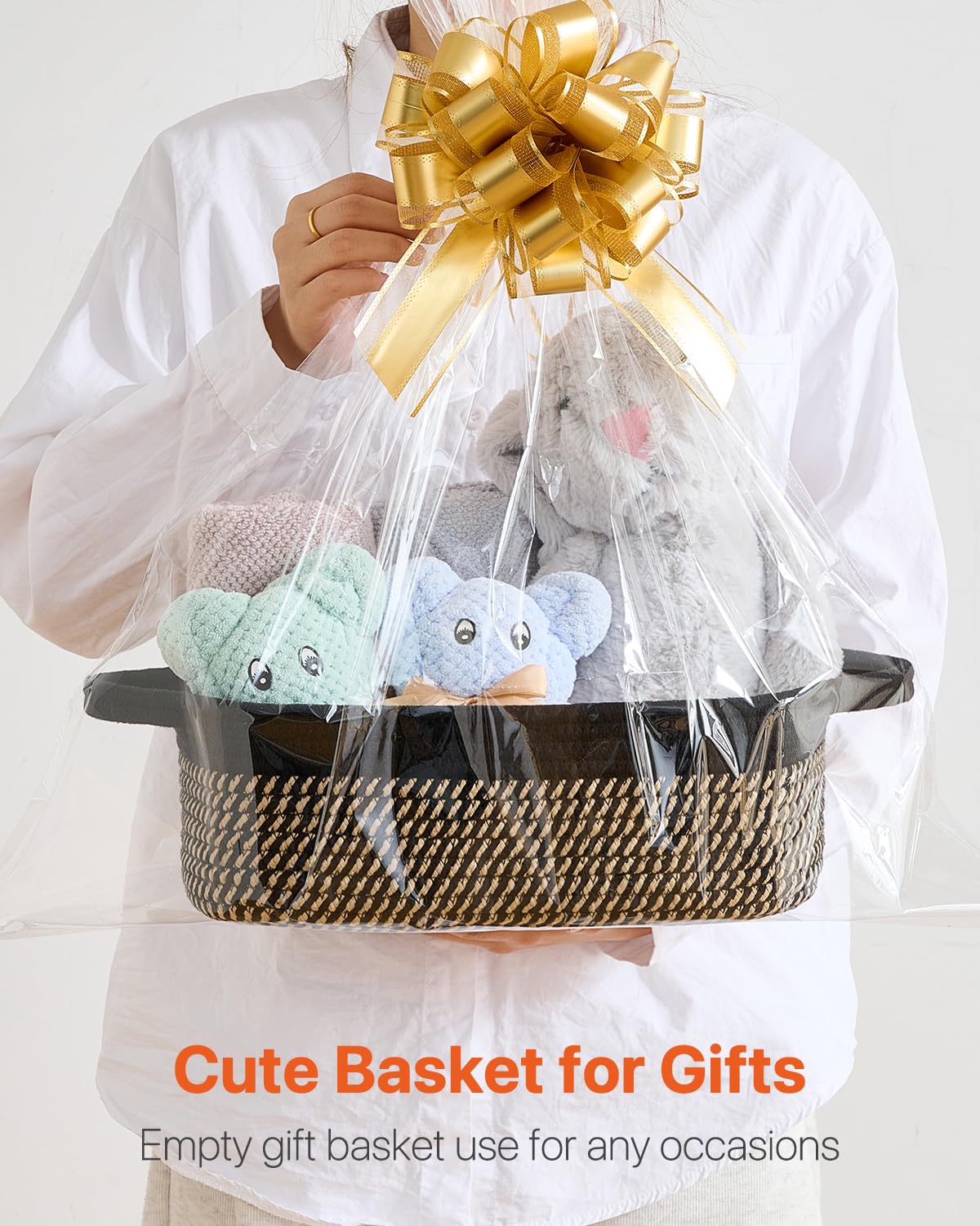 KALLAX small woven basket towels organized in bathroom or linen closet.