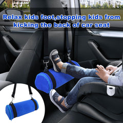 Kalnweis car seat foot rest shows adjustable strap for secure attachment on any seat.