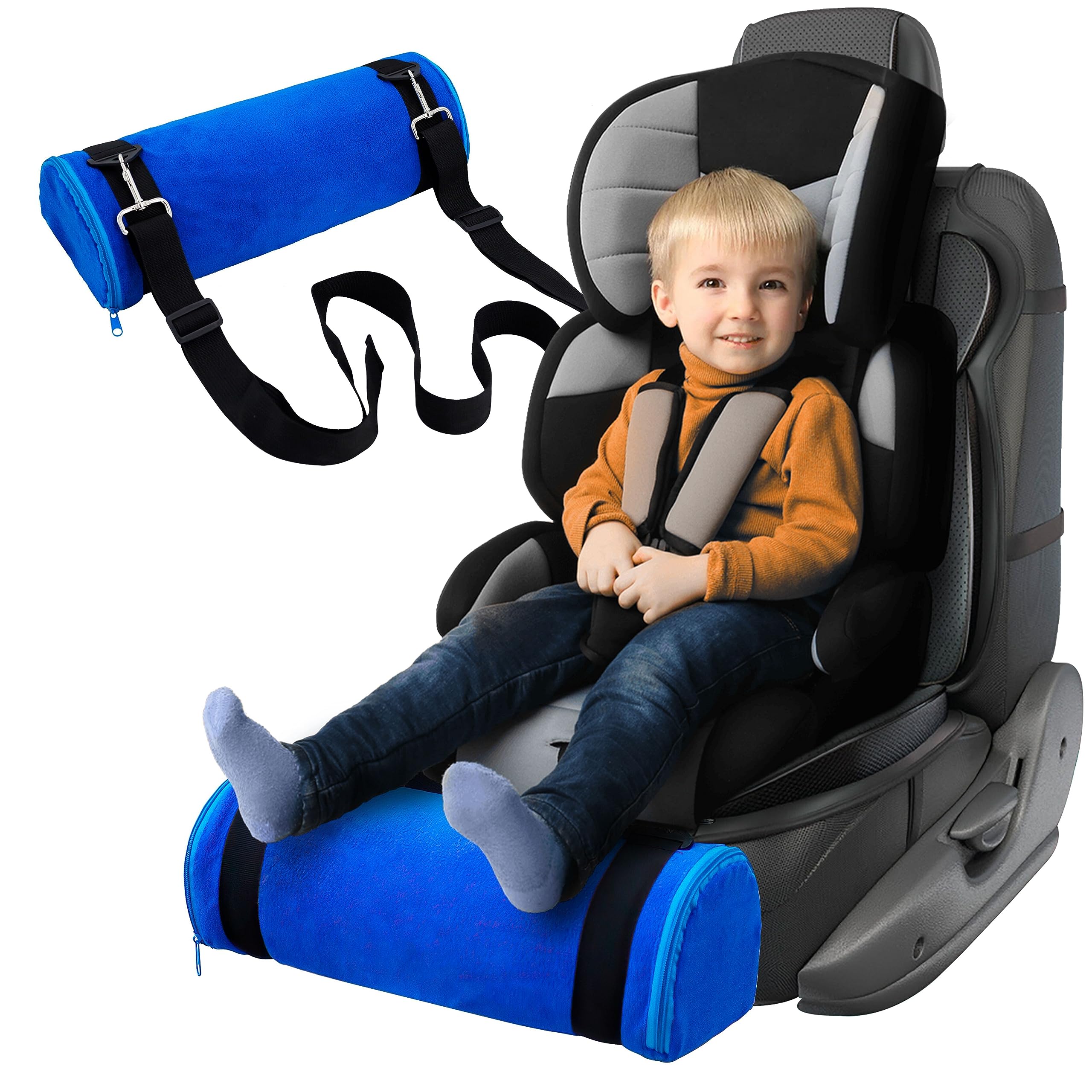 Kalnweis car seat foot rest with memory cushion for plush comfort during car rides.
