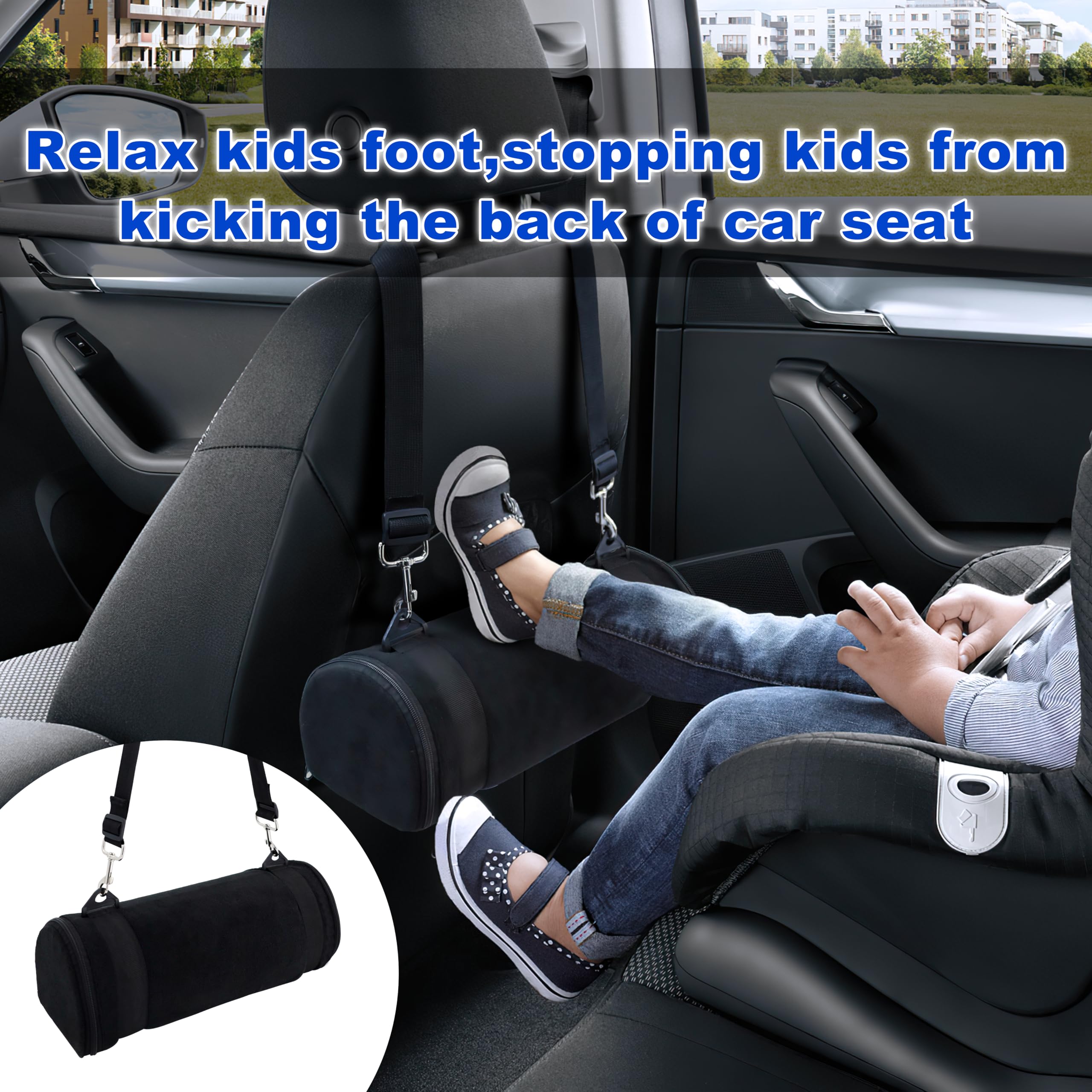 Kalnweis car seat foot rest removable core allows easy cleaning after messy snacks.