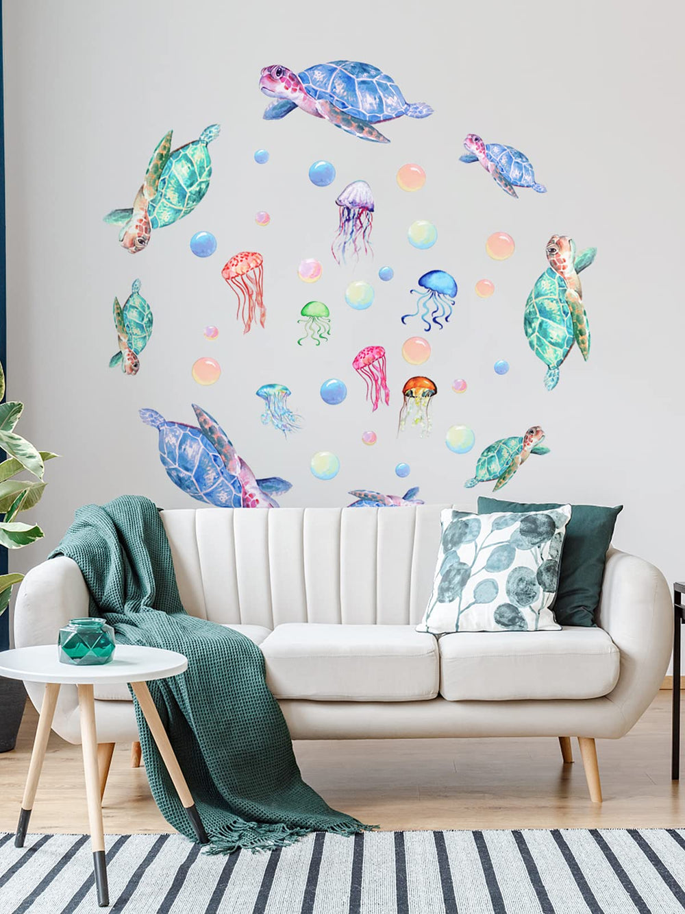 Kalolary 3D under-the-sea wall decal coral reef highlights marine life and curiosity.