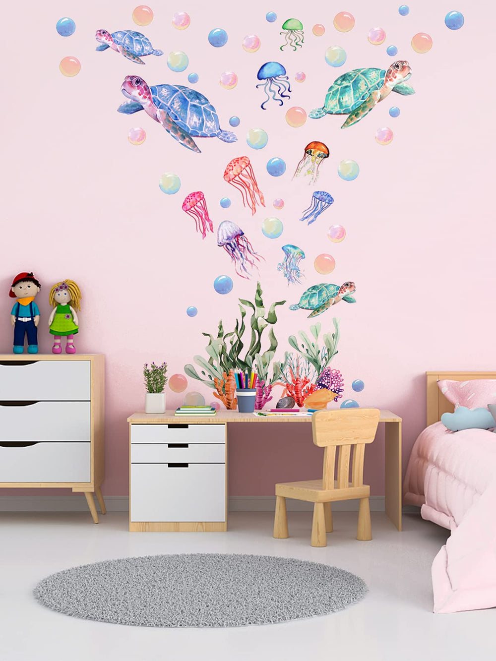 Kalolary 3D under-the-sea wall decal seaweed brings vibrant color and texture.