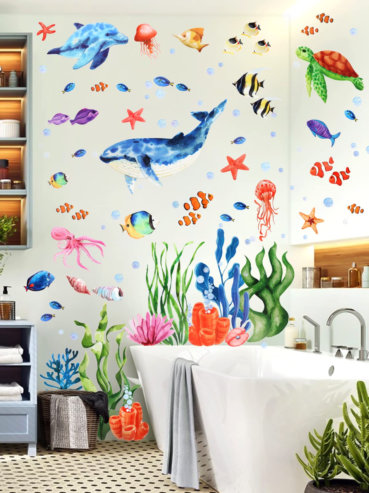 Kalolary Under The Sea dolphin decal adds motion and charm to walls